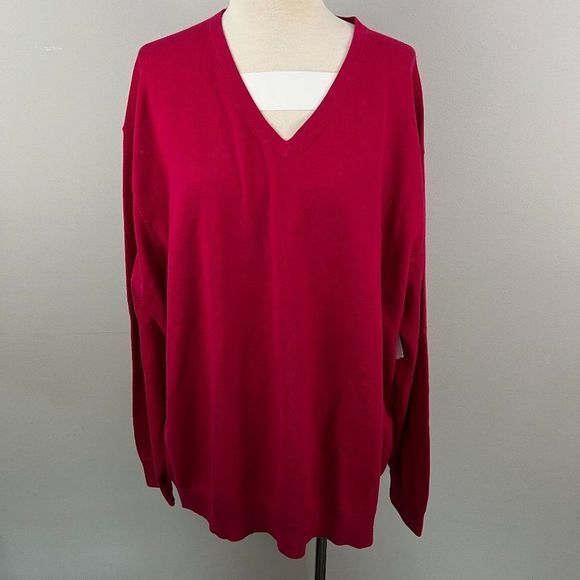 NWT‎ CUTTER & BUCK Fuschia Pink V Neck Sweater (2XB) - Picture 2 of 8